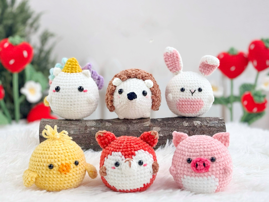 Fox Hedgehog Unicorn Chick Bunny Pig Crochet Patterns